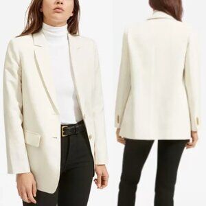 Everlane The Linen Cotton Blazer Jacket Bone Ivory 0 Two Button Preppy Classic